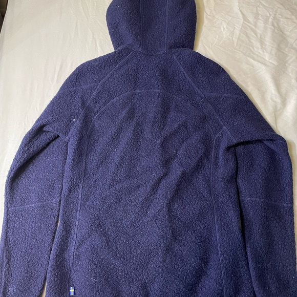 Women's Wool Navy Hooded Jacket - Picture 2 of 5